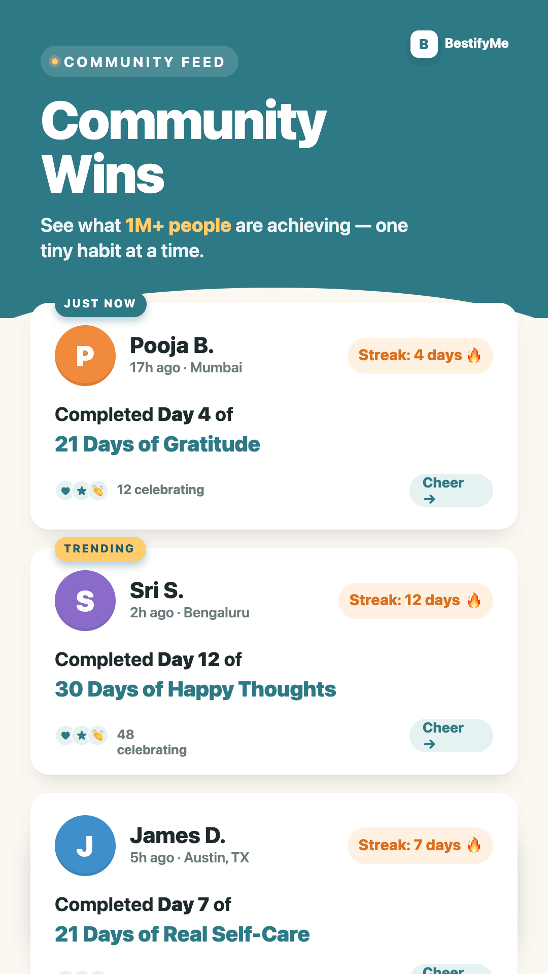 Community wins — see what 1M+ people are achieving